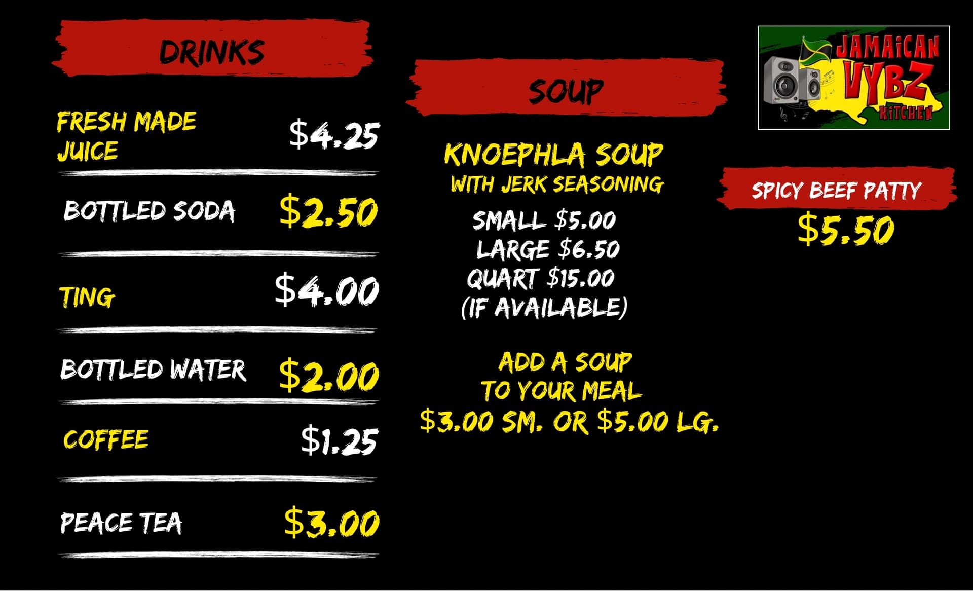 Jamaican Vybz Kitchen Menu - Part 3